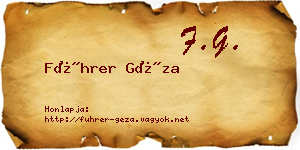 Führer Géza névjegykártya