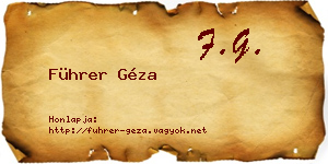 Führer Géza névjegykártya